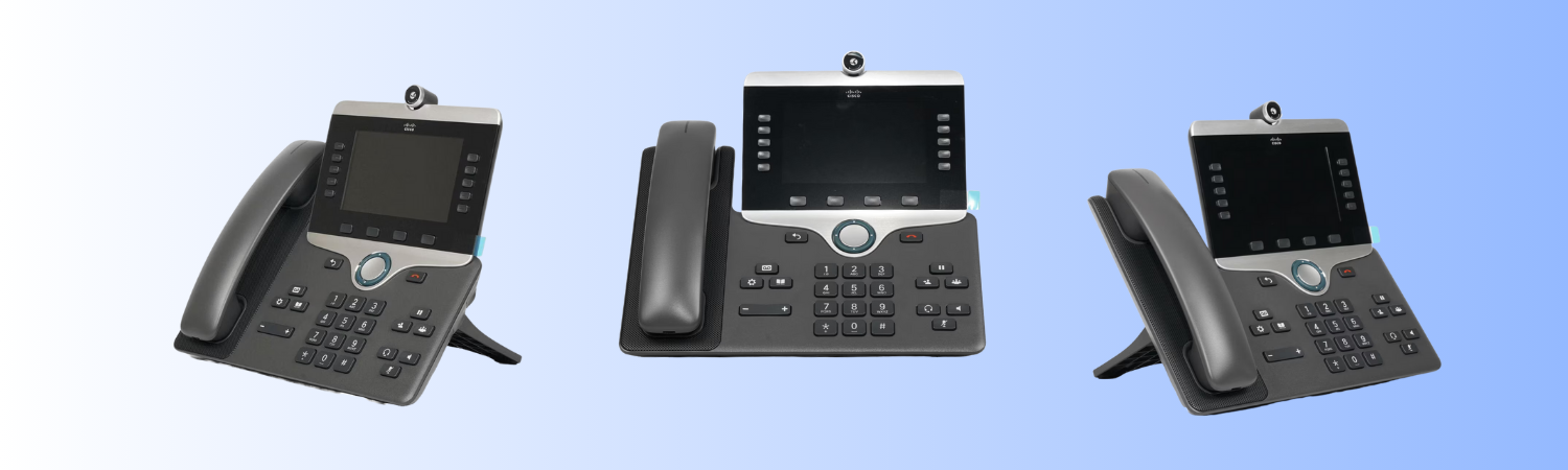 Cisco 8845, Poly VVX 601, Yealink VP59 and Grandstream GXV3380 video IP phones