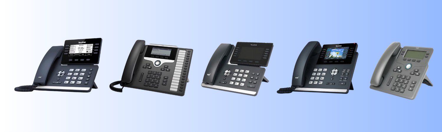 Cisco 8841, Poly VVX 450 and Yealink T54W IP desk phones